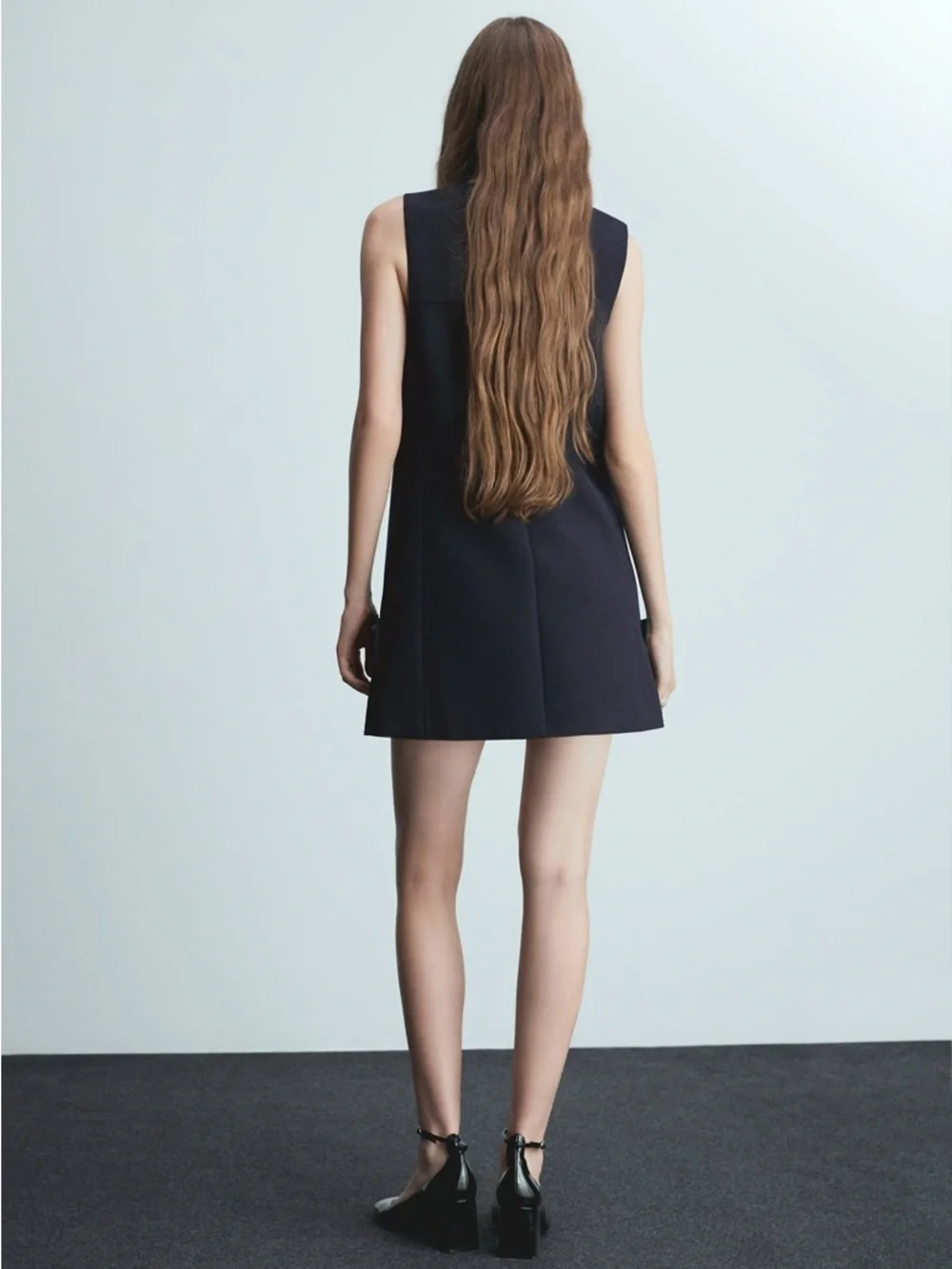 Mango Navy Sleeveless Mini Shift Dress Size 10 XL